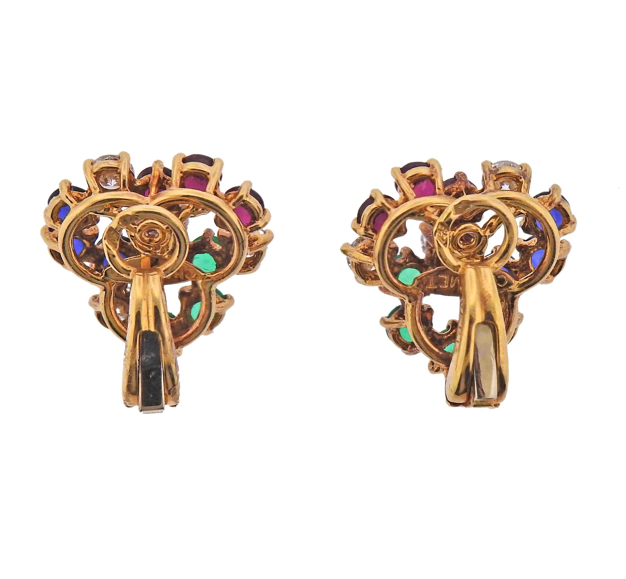 Chaumet Paris Diamond Ruby Emerald Sapphire Necklace Earrings Bracelet Ring Set 9