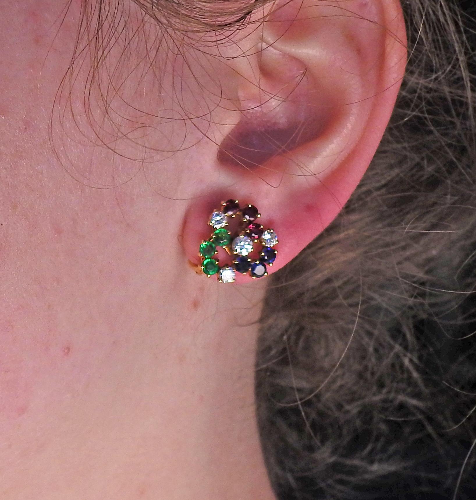 Chaumet Paris Diamond Ruby Emerald Sapphire Necklace Earrings Bracelet Ring Set 10