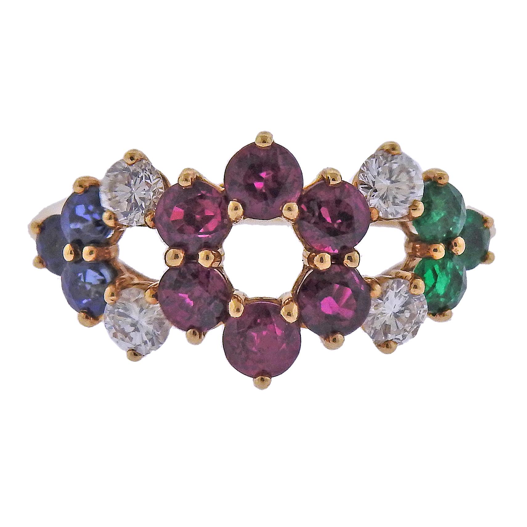 Chaumet Paris Diamond Ruby Emerald Sapphire Necklace Earrings Bracelet Ring Set 11