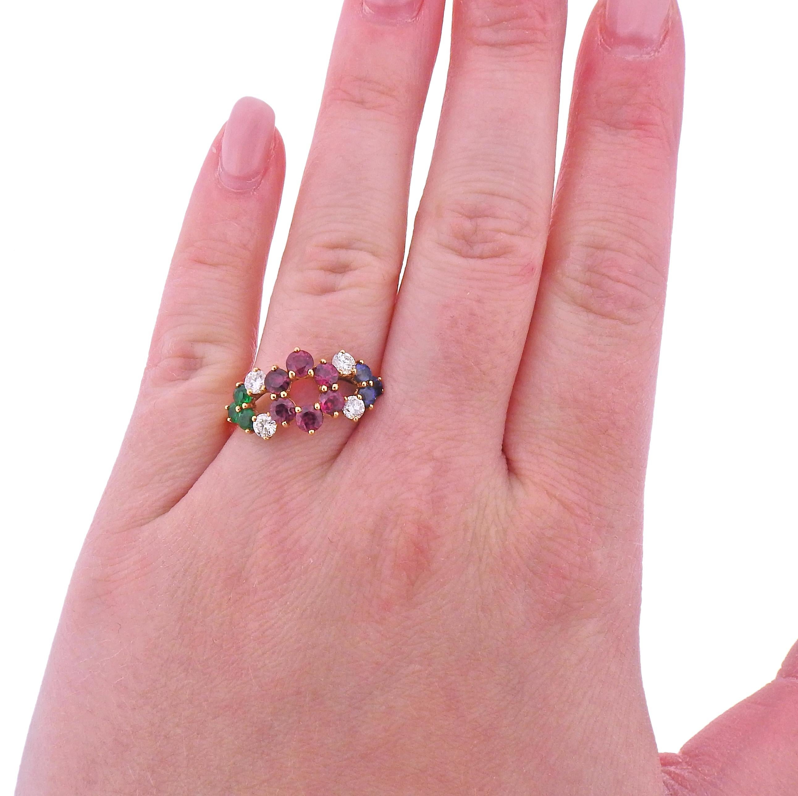 Chaumet Paris Diamond Ruby Emerald Sapphire Necklace Earrings Bracelet Ring Set 15