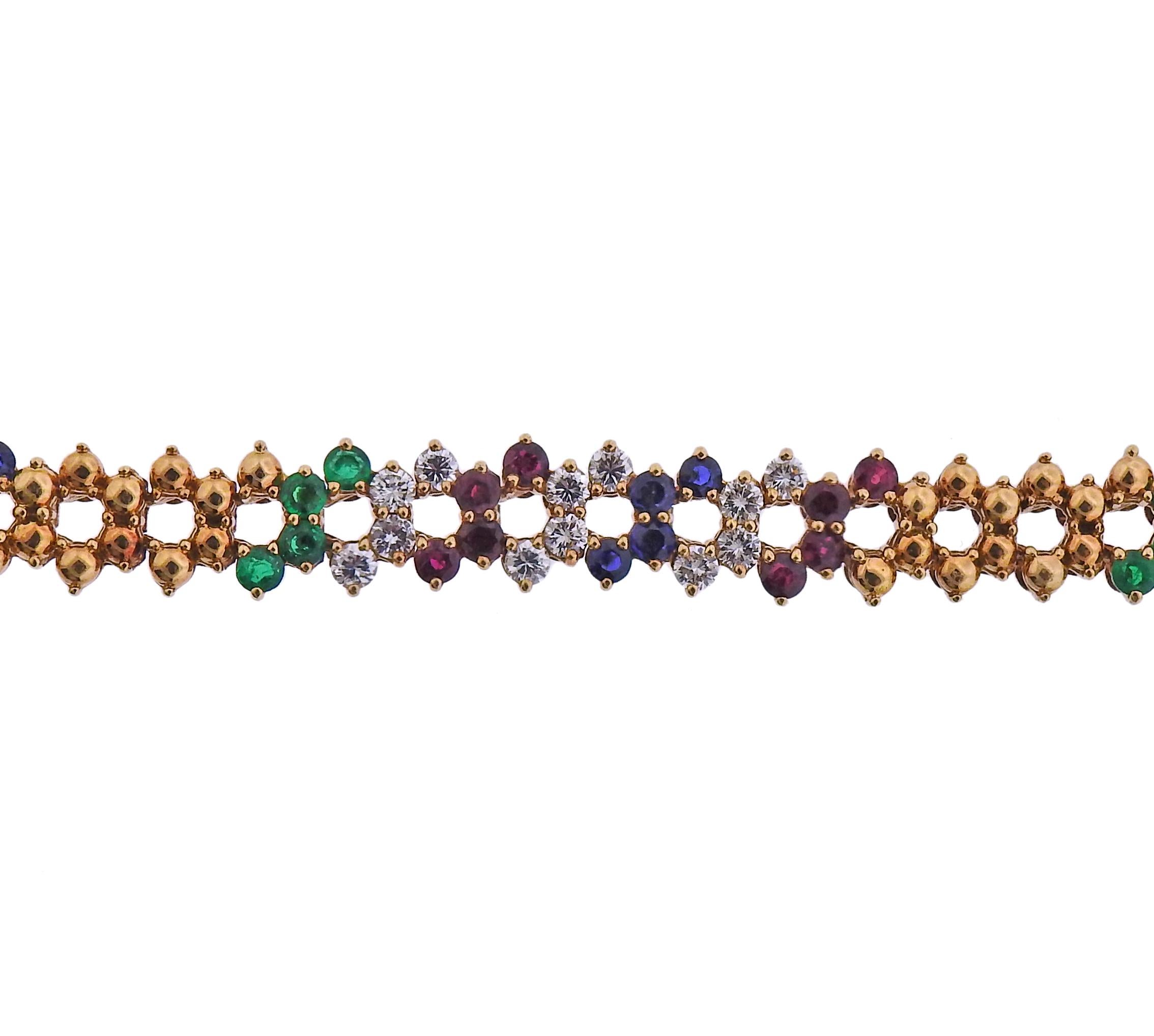Chaumet Paris Diamond Ruby Emerald Sapphire Necklace Earrings Bracelet Ring Set In Excellent Condition In Lambertville, NJ