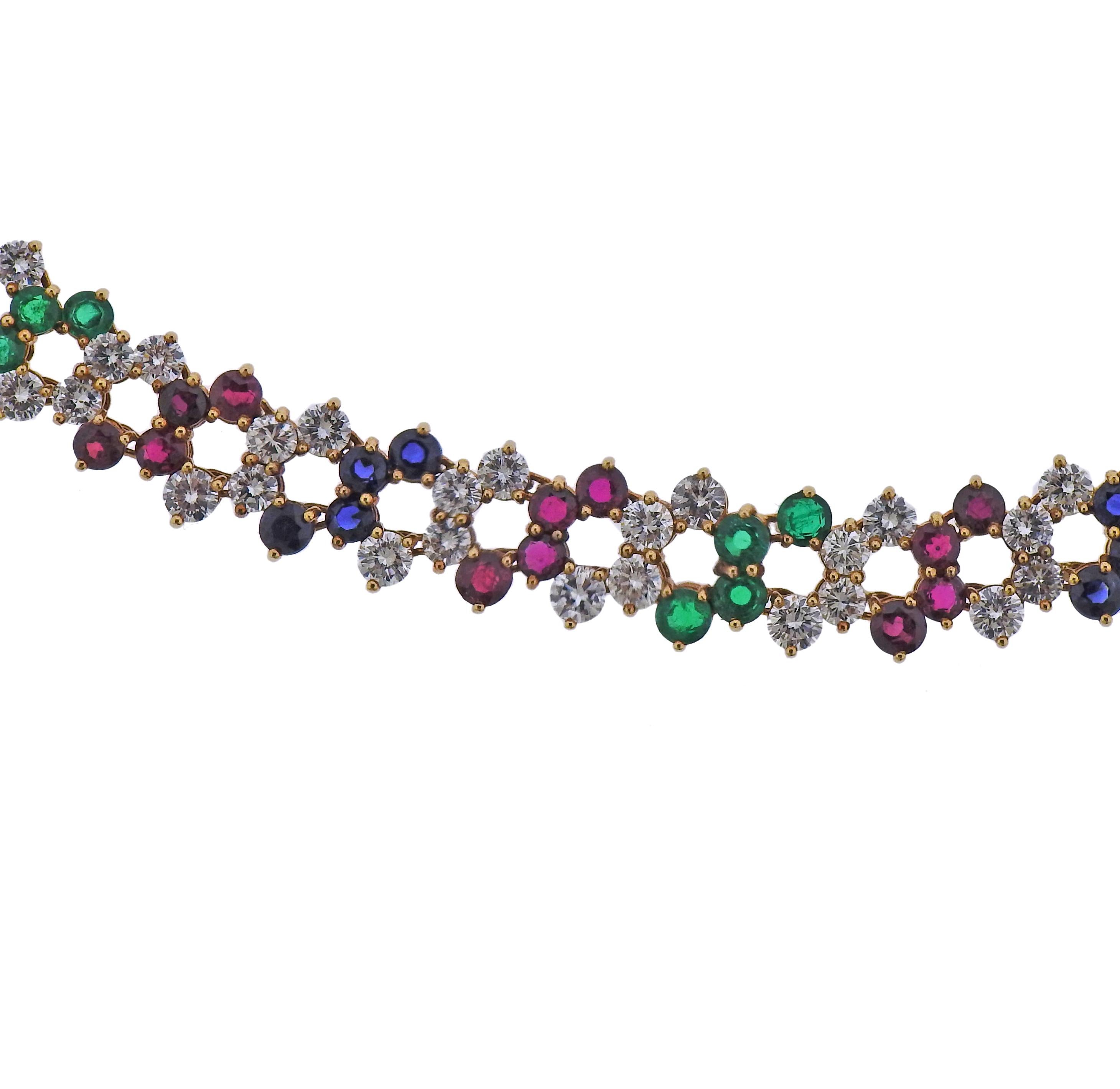 Chaumet Paris Diamond Ruby Emerald Sapphire Necklace Earrings Bracelet Ring Set 4