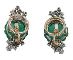 Chaumet Paris French Art Deco Emerald Diamond Earrings