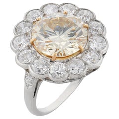Chaumet Paris GIA 3.81 carat diamond platinum cluster ring