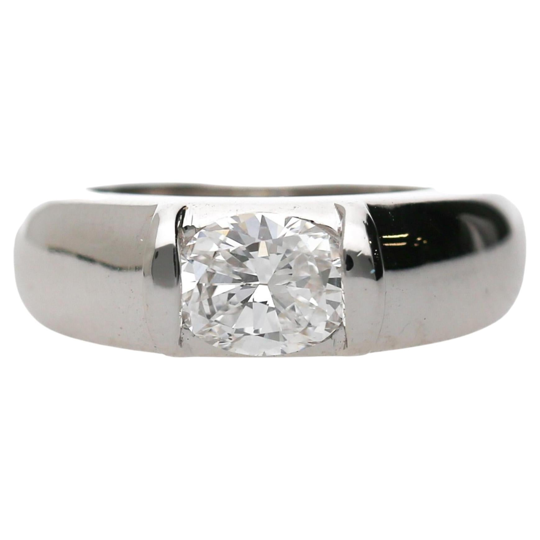 Chaumet Paris GIA zertifiziert Kissenschliff Diamant 18K Weißgold Tension Set Ring