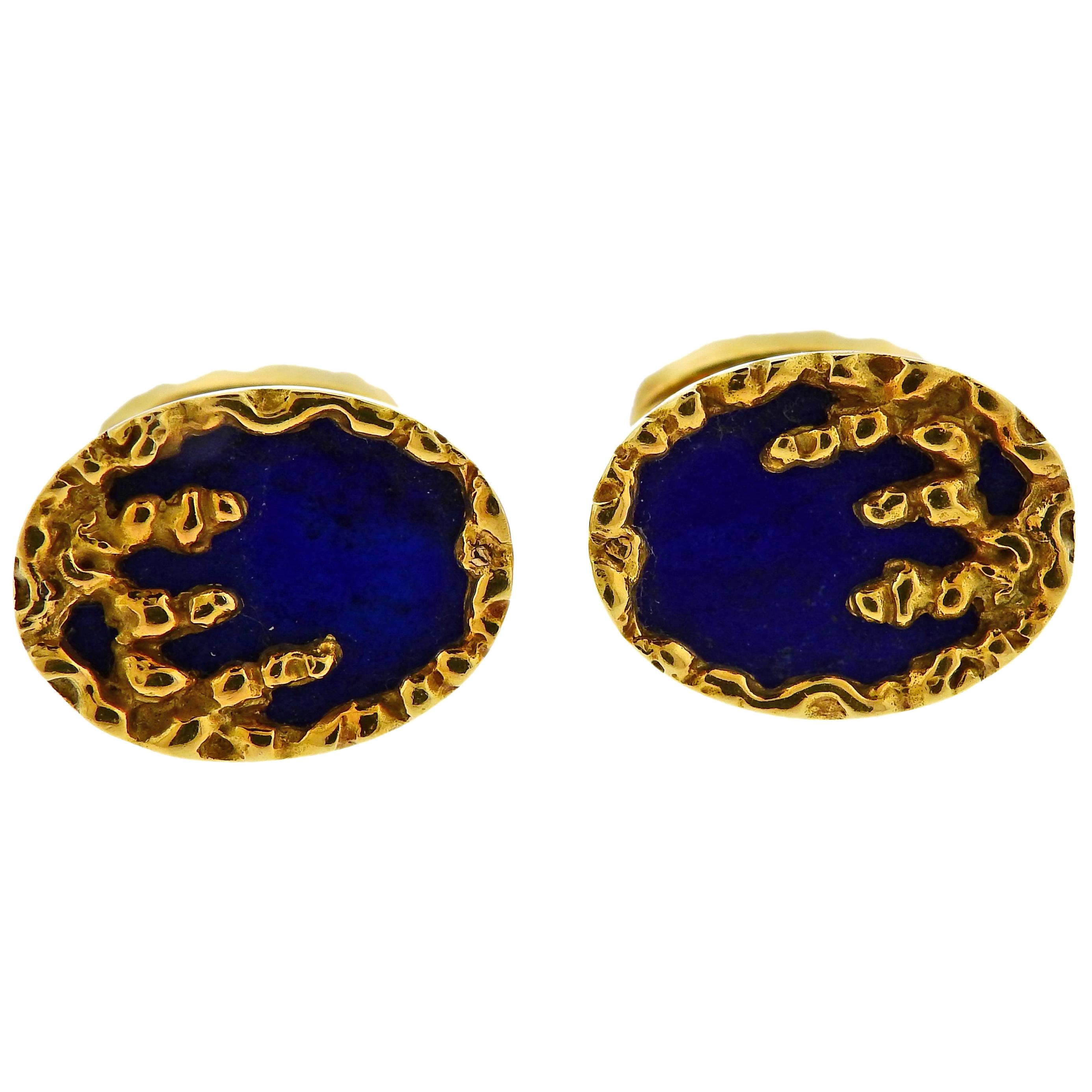 Chaumet Paris Lapis Lazuli Gold Cufflinks
