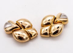 Chaumet Paris Large Cushioned Fleur d'Lys Dangle Clip on Earrings in 18kt Gold