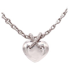Chaumet Paris Large Liens Heart Necklace in 18Kt White Gold with VS Diamonds