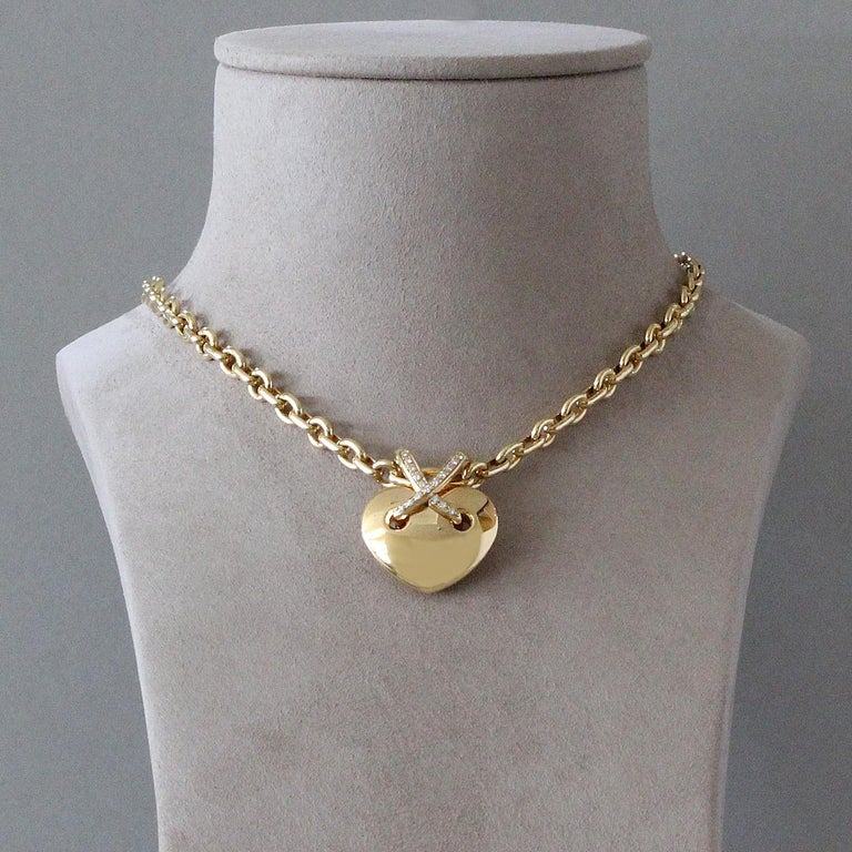 Chaumet Paris Liens Diamond Gold Heart Pendant Necklace at 1stDibs