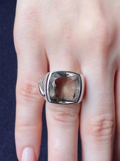 Chaumet Paris Liens Smoky Quartz 18k White Gold Large Cocktail Dress Ring French