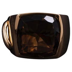 Chaumet Paris Liens Smoky Quartz Yellow Gold Large Cocktail Dress Ring French