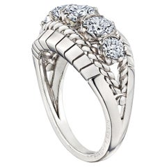 Chaumet Paris Mid-Century Fünf Rundschliff Diamant Platin Ring