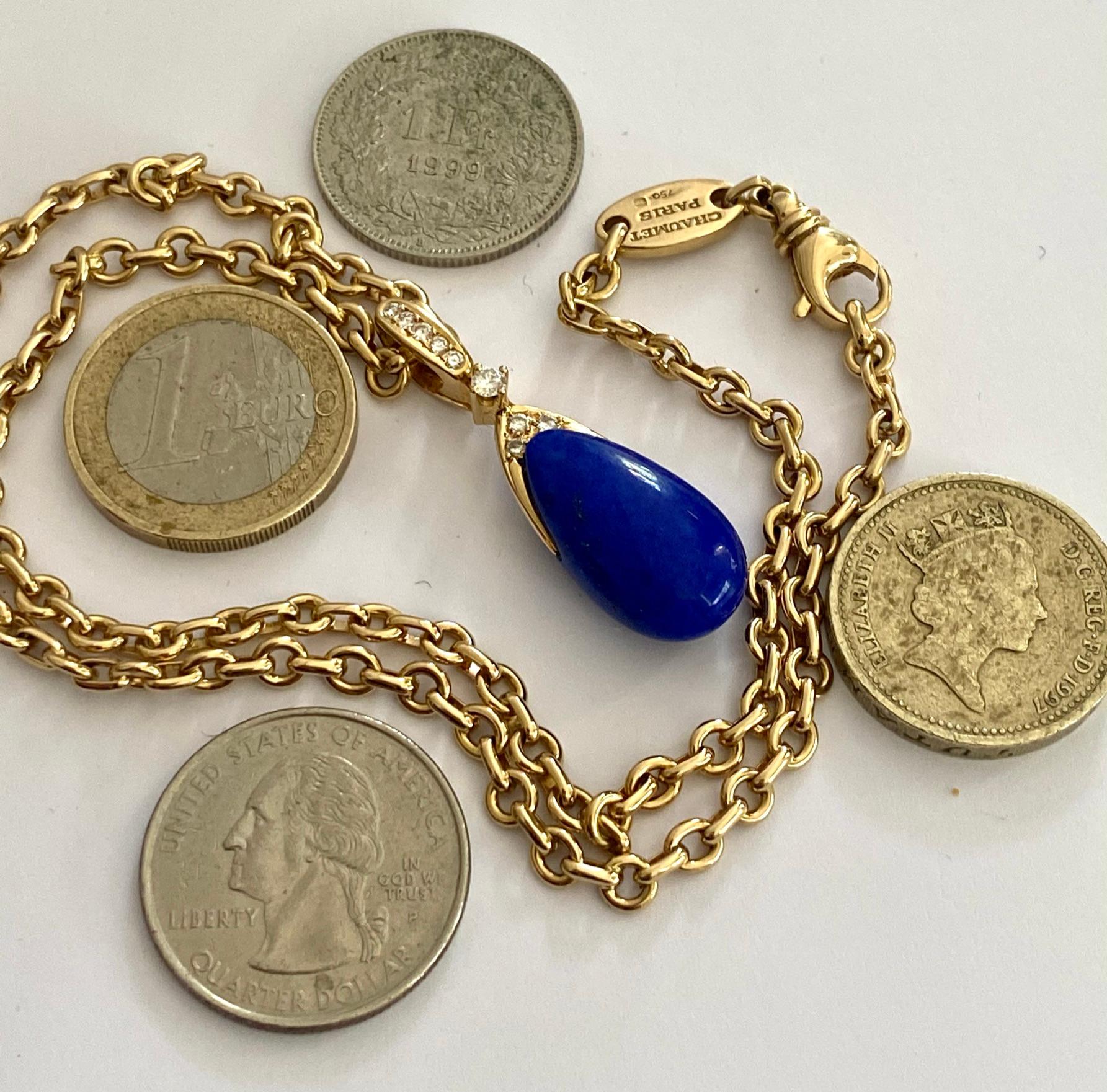 Chaumet Paris, Necklace with Pendant, Lapis Lazuli and 9 Diamonds 4