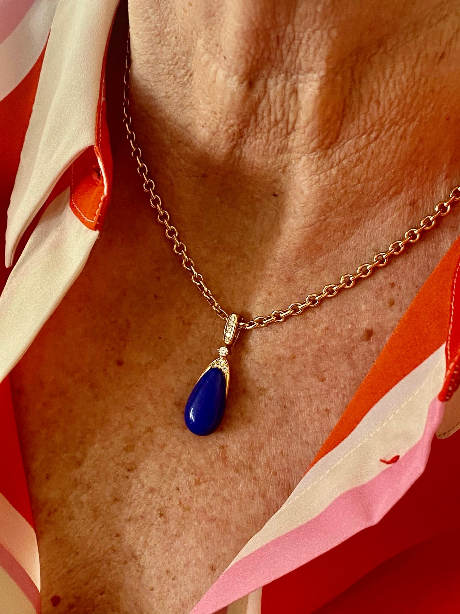 Chaumet Paris, Necklace with Pendant, Lapis Lazuli and 9 Diamonds 5