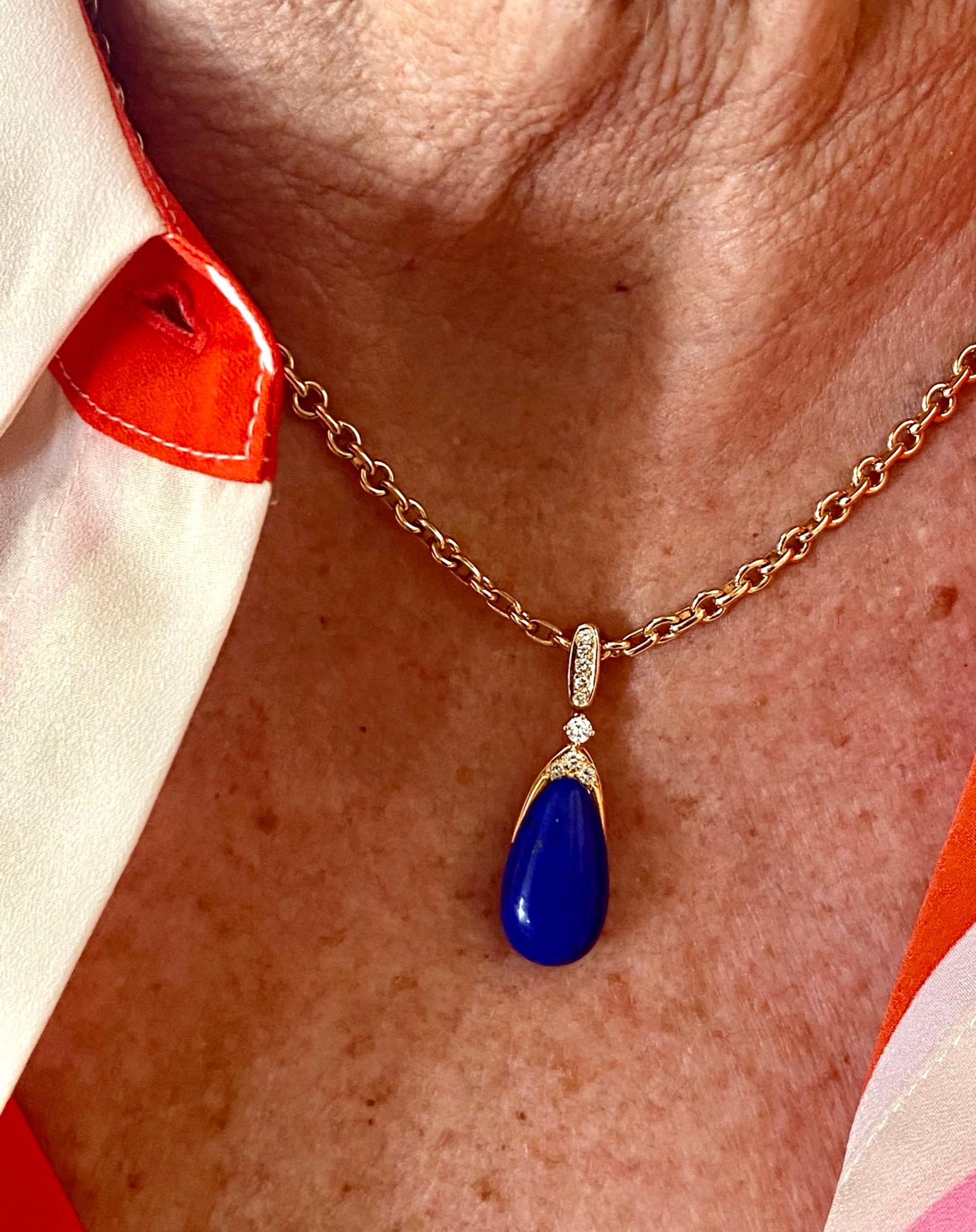 Chaumet Paris, Necklace with Pendant, Lapis Lazuli and 9 Diamonds 6