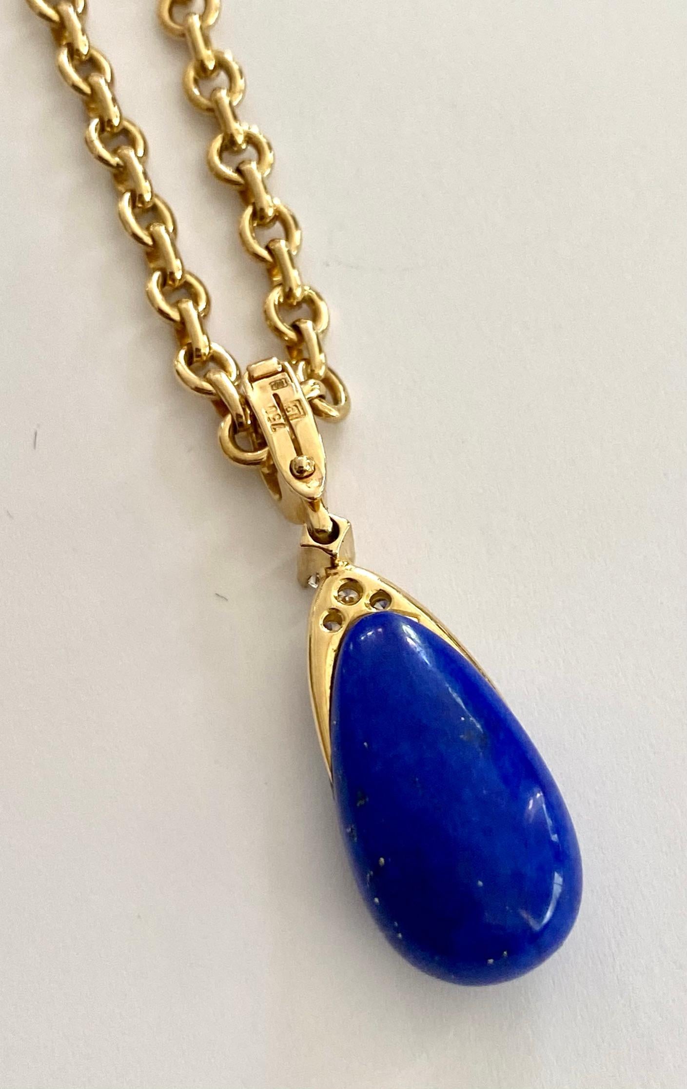 Chaumet Paris, Necklace with Pendant, Lapis Lazuli and 9 Diamonds 1