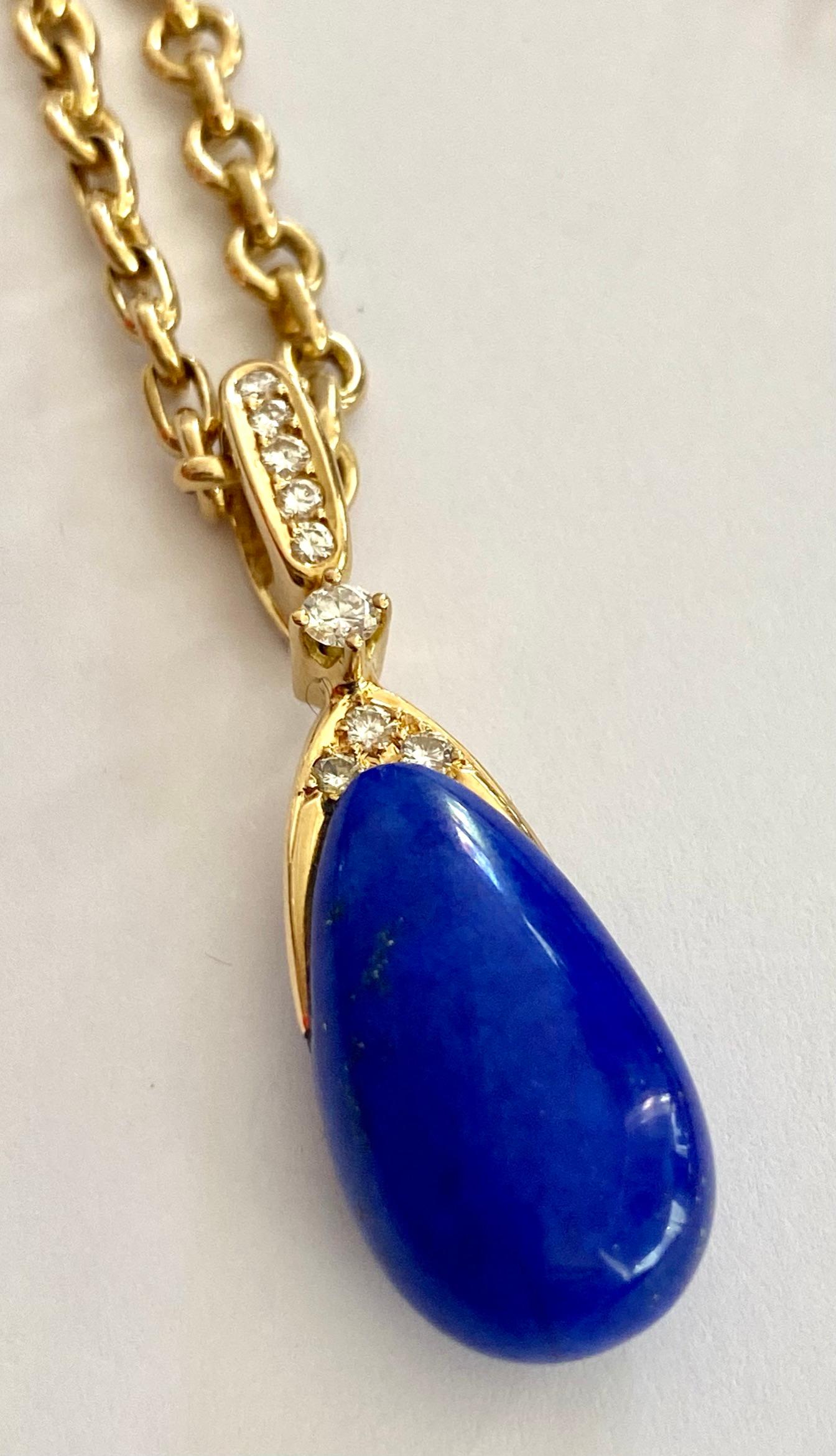 Chaumet Paris, Necklace with Pendant, Lapis Lazuli and 9 Diamonds 2
