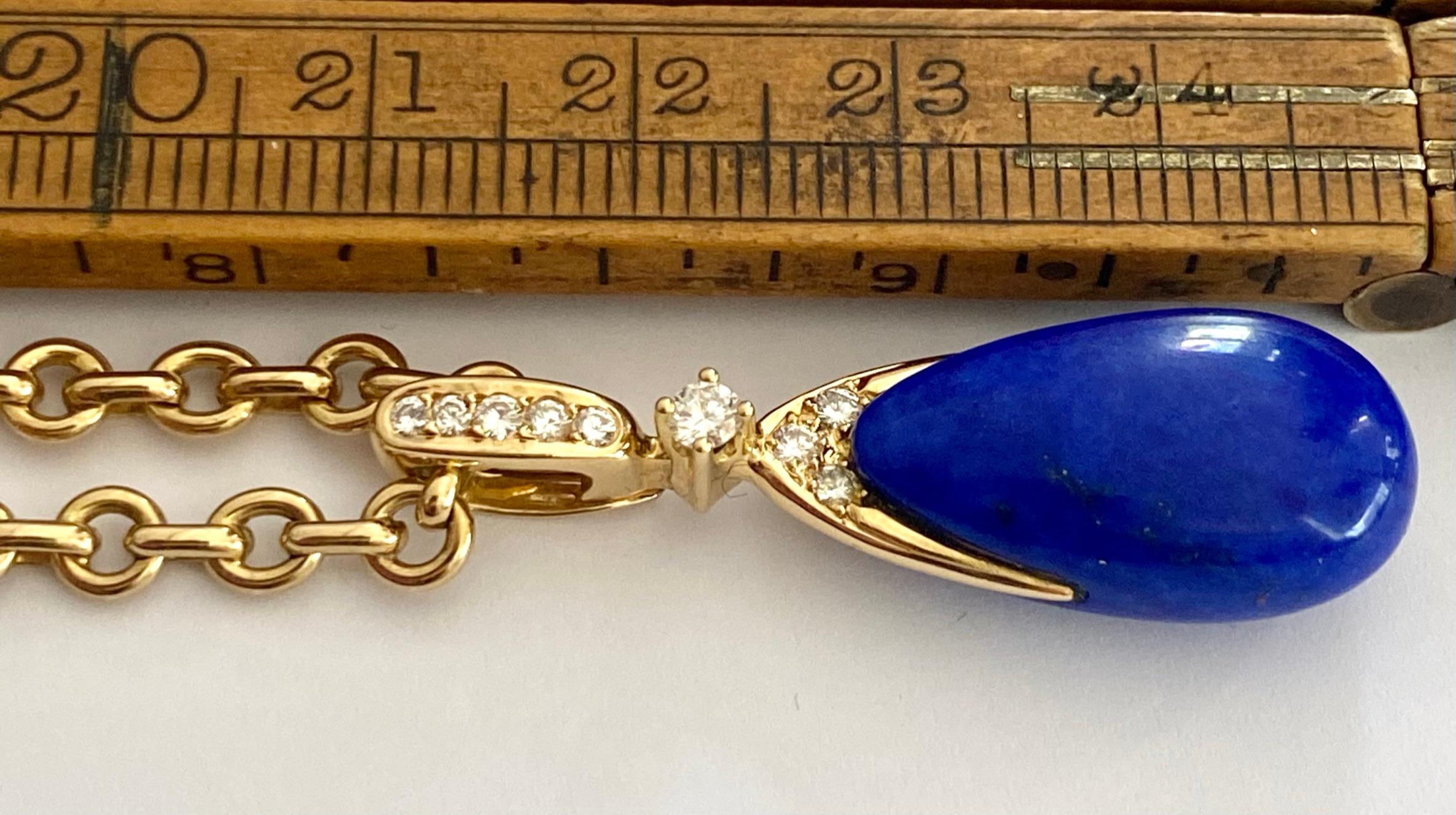 Chaumet Paris, Necklace with Pendant, Lapis Lazuli and 9 Diamonds 3