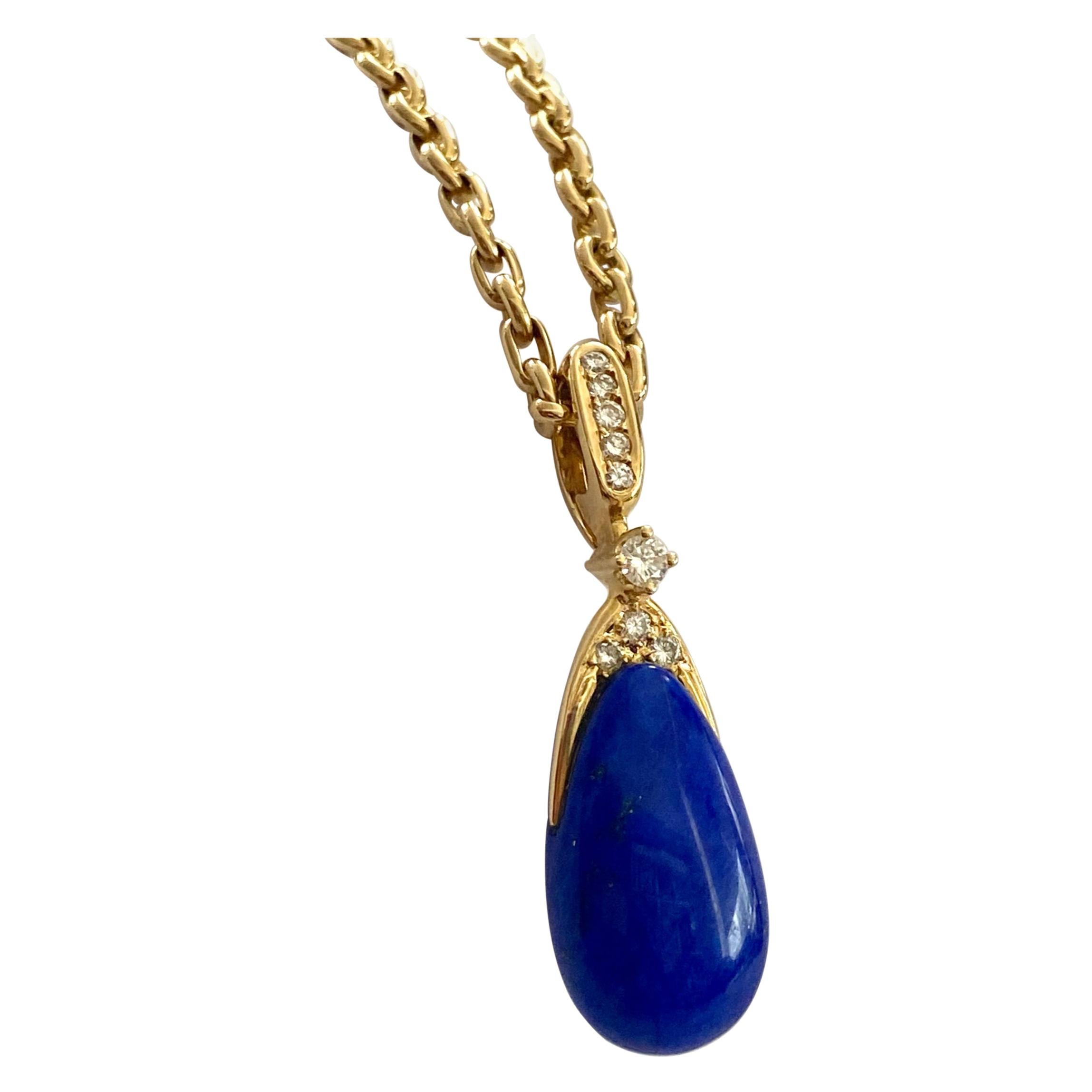Chaumet Paris, Necklace with Pendant, Lapis Lazuli and 9 Diamonds