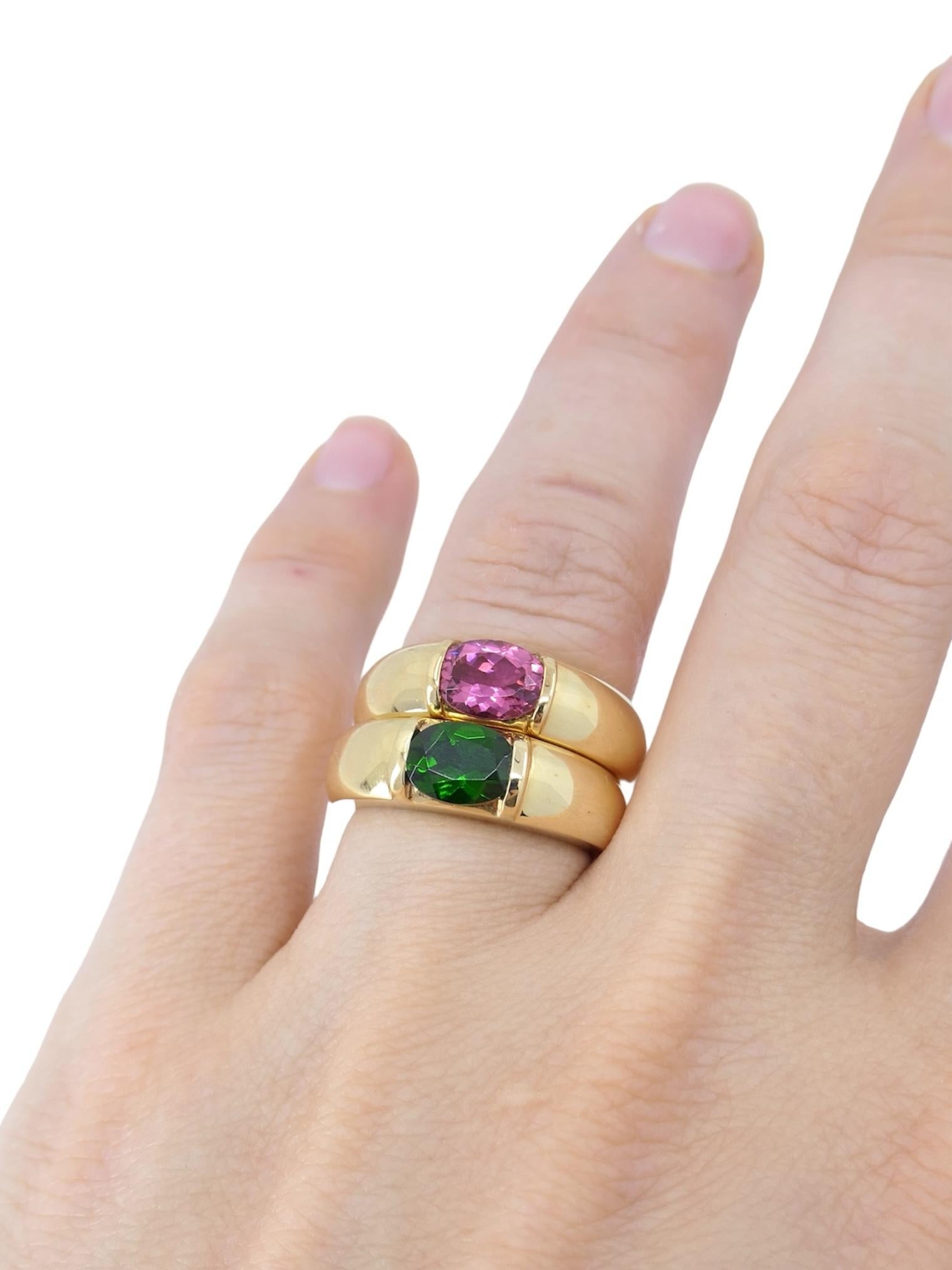 Chaumet Paris Pair of Tourmaline Gold Rings For Sale 7