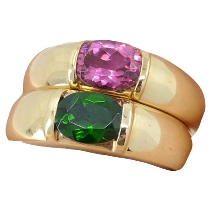 Chaumet Paris Pair of Tourmaline Gold Rings For Sale