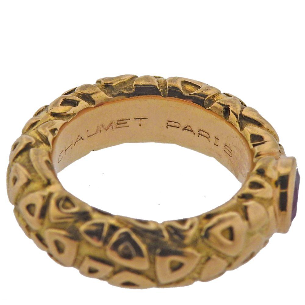 Oval Cut Chaumet Paris Ruby Emerald Sapphire Gold Stackable Band Ring For Sale