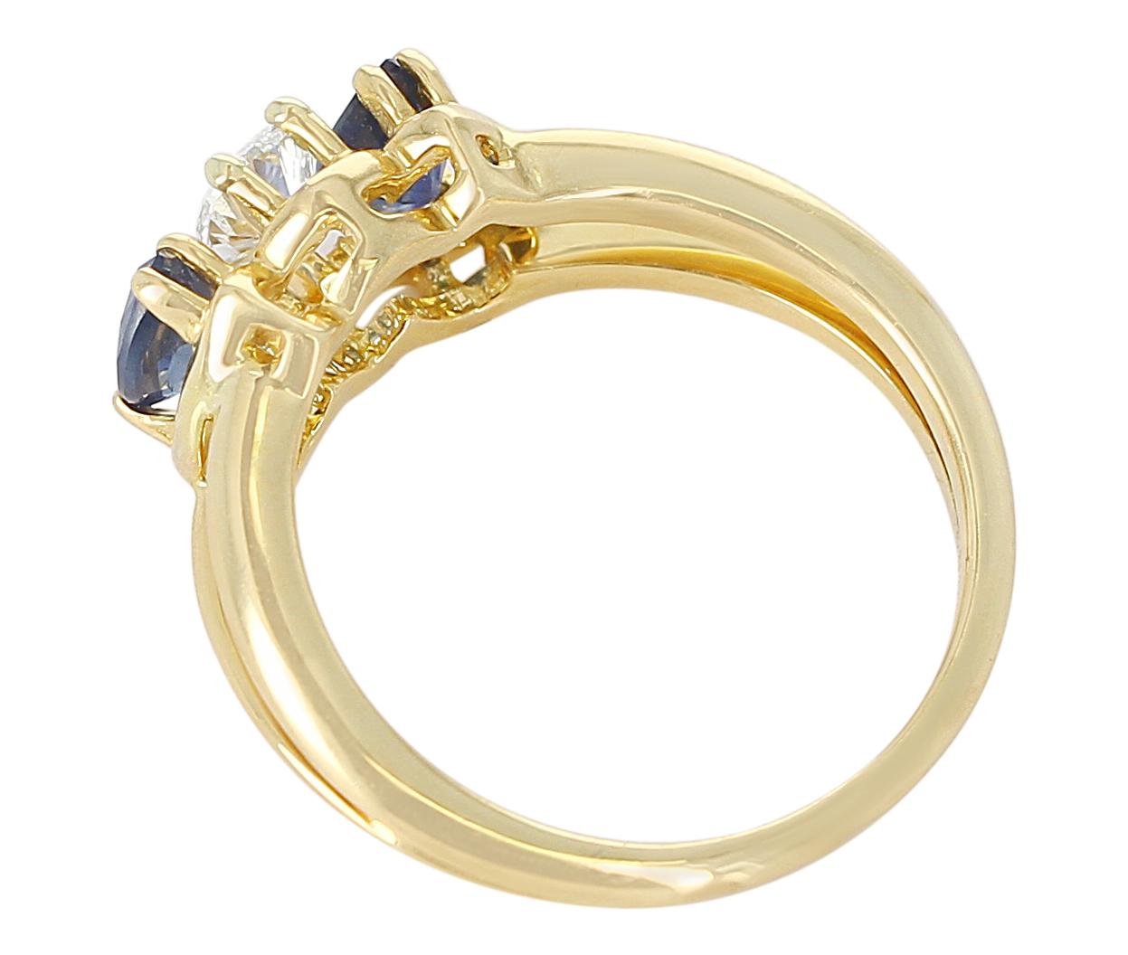 Chaumet, bague Paris en or jaune 18 carats, saphir et diamants Excellent état - En vente à New York, NY
