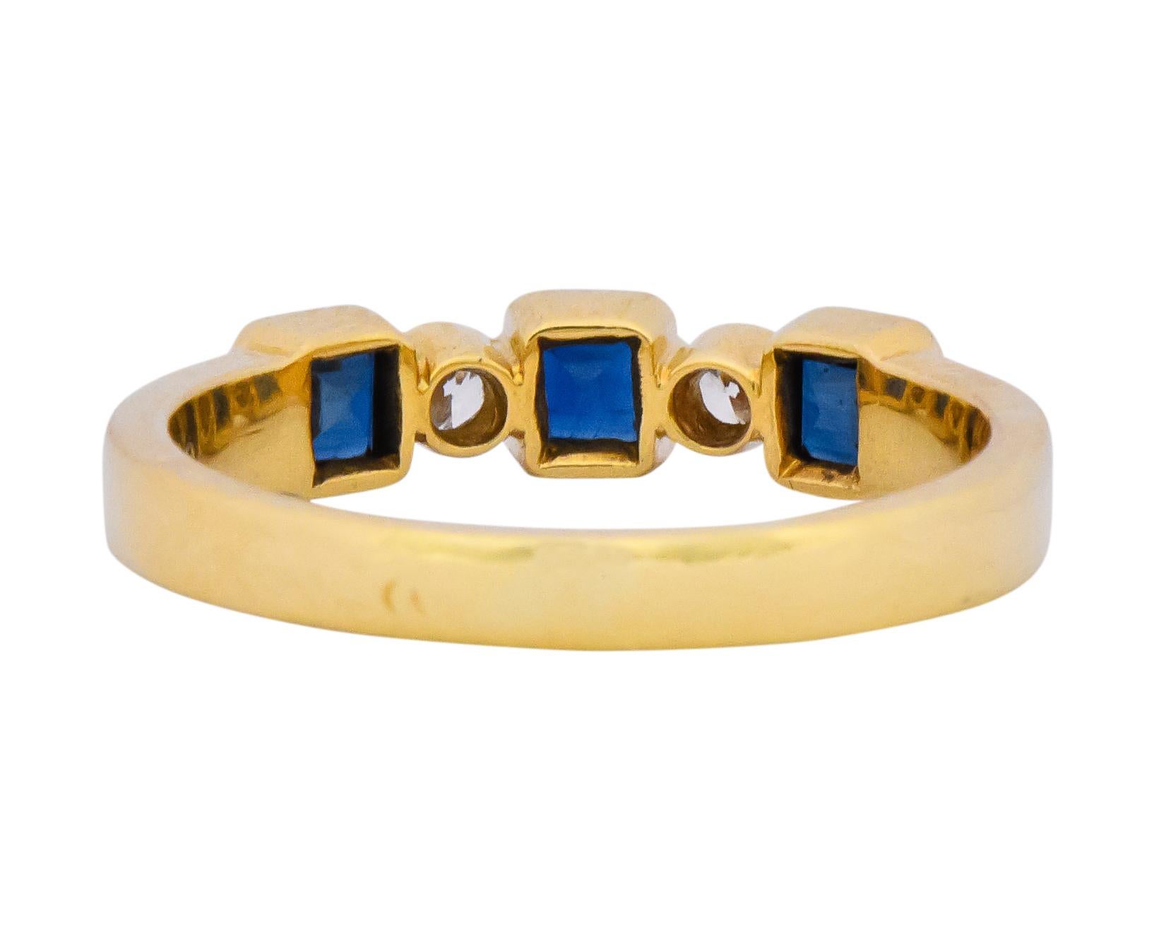 Round Cut Chaumet Paris Sapphire Diamond 18 Karat Gold Stacking Ring