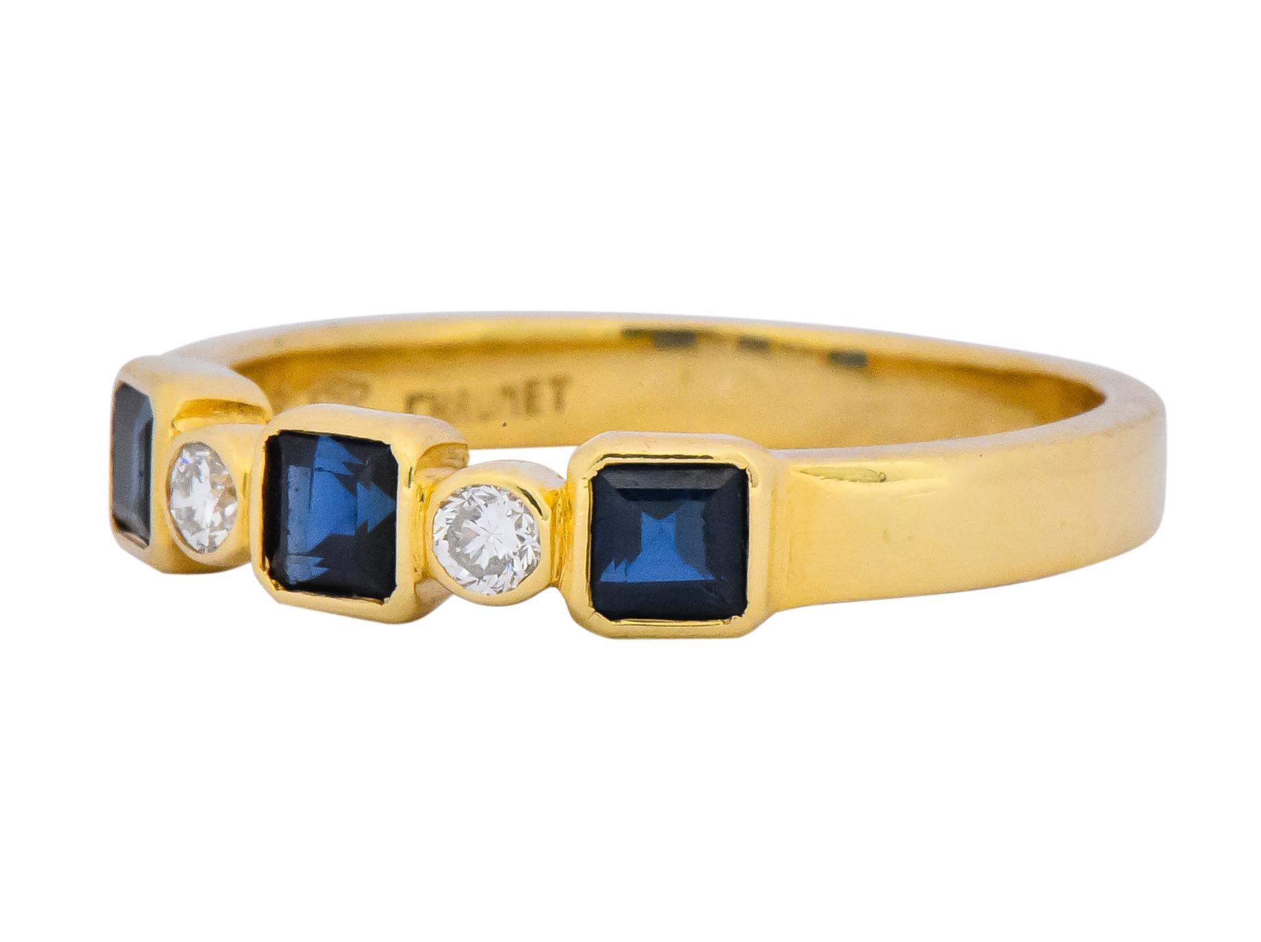 Women's or Men's Chaumet Paris Sapphire Diamond 18 Karat Gold Stacking Ring