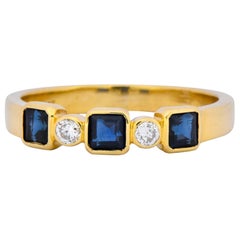 Chaumet Paris Sapphire Diamond 18 Karat Gold Stacking Ring