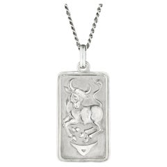 Chaumet Paris Sterling Silver Taurus Zodiac Plaque Pendant Necklace