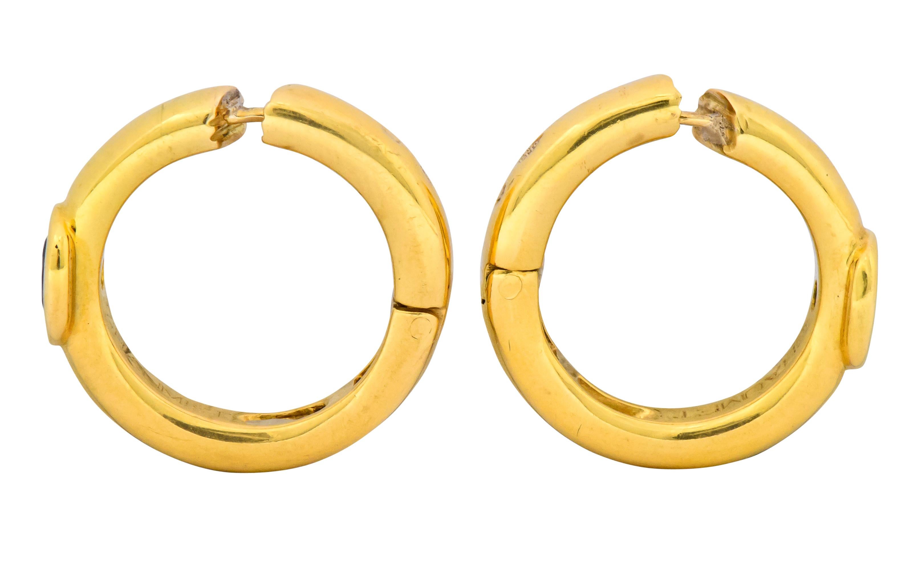 Chaumet Paris Vintage 1.00 Carat Sapphire 18 Karat Gold Hoop Earrings In Excellent Condition In Philadelphia, PA