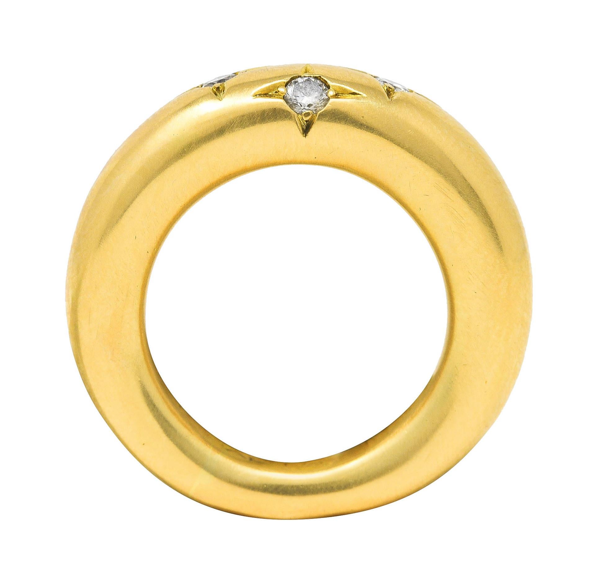 Chaumet Paris Vintage Diamond 18 Karat Yellow Gold Starburst Puffy Band Ring 1