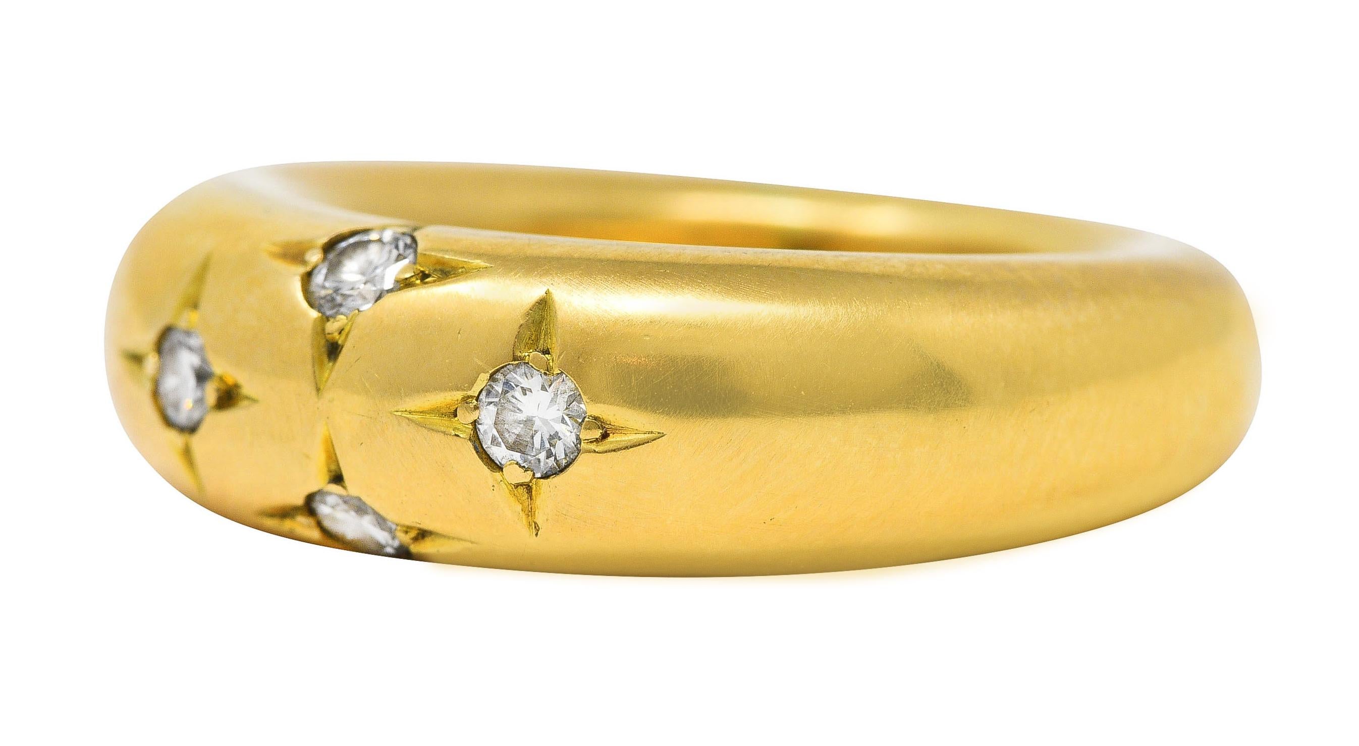 Contemporary Chaumet Paris Vintage Diamond 18 Karat Yellow Gold Starburst Puffy Band Ring