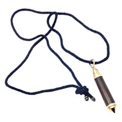 Chaumet Paris Wood Large Yellow Gold Pendant Silk Cord Necklace