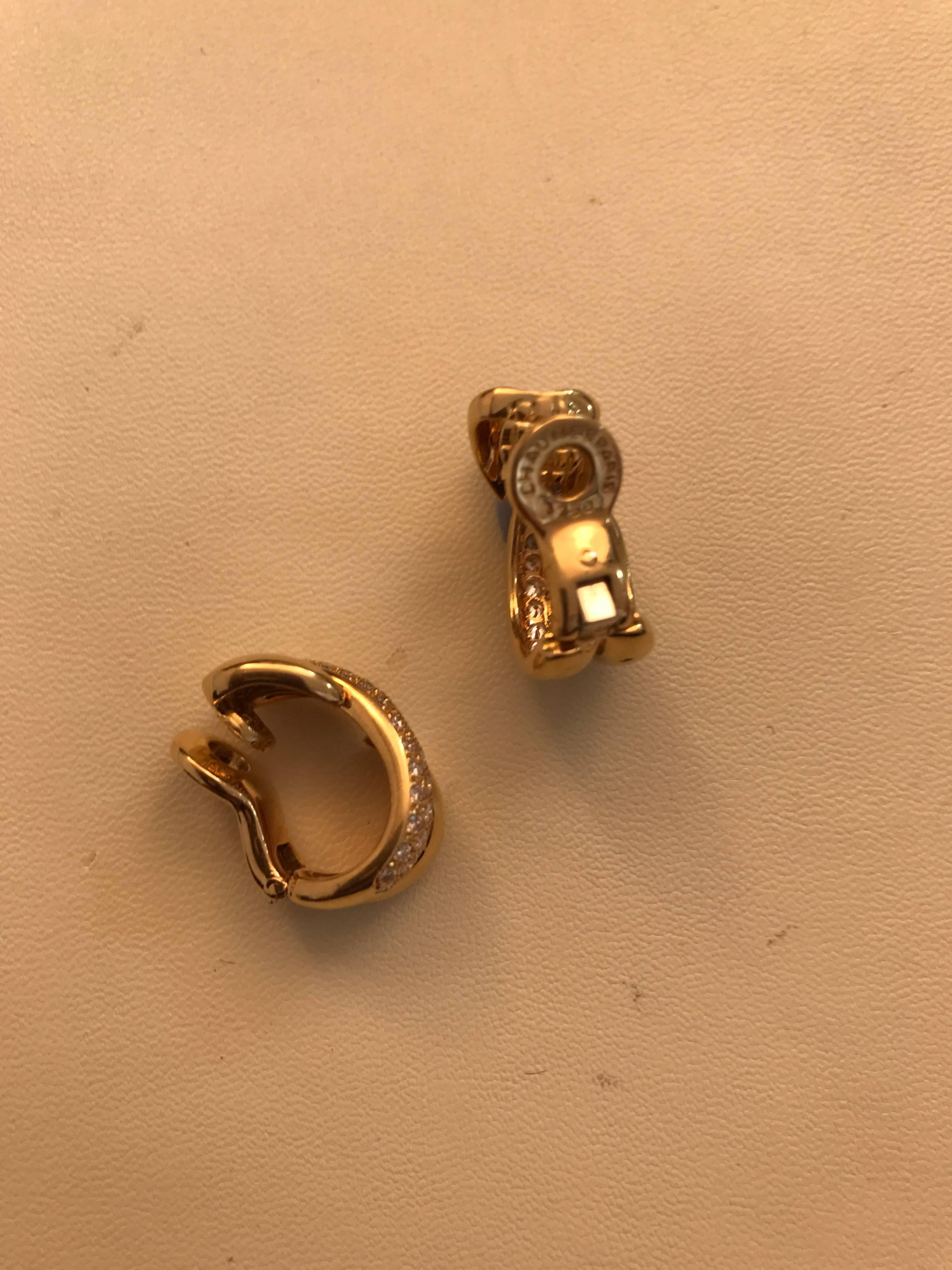 Chaumet Pave Set Diamond 18K Yellow Gold Clip on Earrings  In Excellent Condition In London, GB