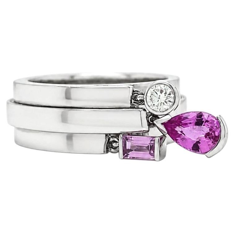 Chaumet Charm-Ring aus 18 Karat Gold mit rosa Saphir und Diamanten im Angebot