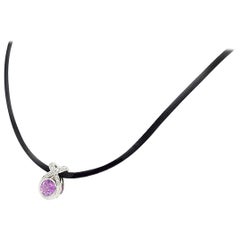 Chaumet Pink Sapphire Diamond Pendant Necklace 18 Karat White Gold