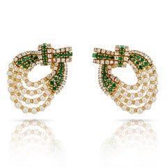 Chaumet Platinum & 18K Yellow Gold 10cttw Diamond, Emerald And Pearl Necklace