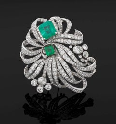 Broche Chaumet Platino Diamante Esmeralda