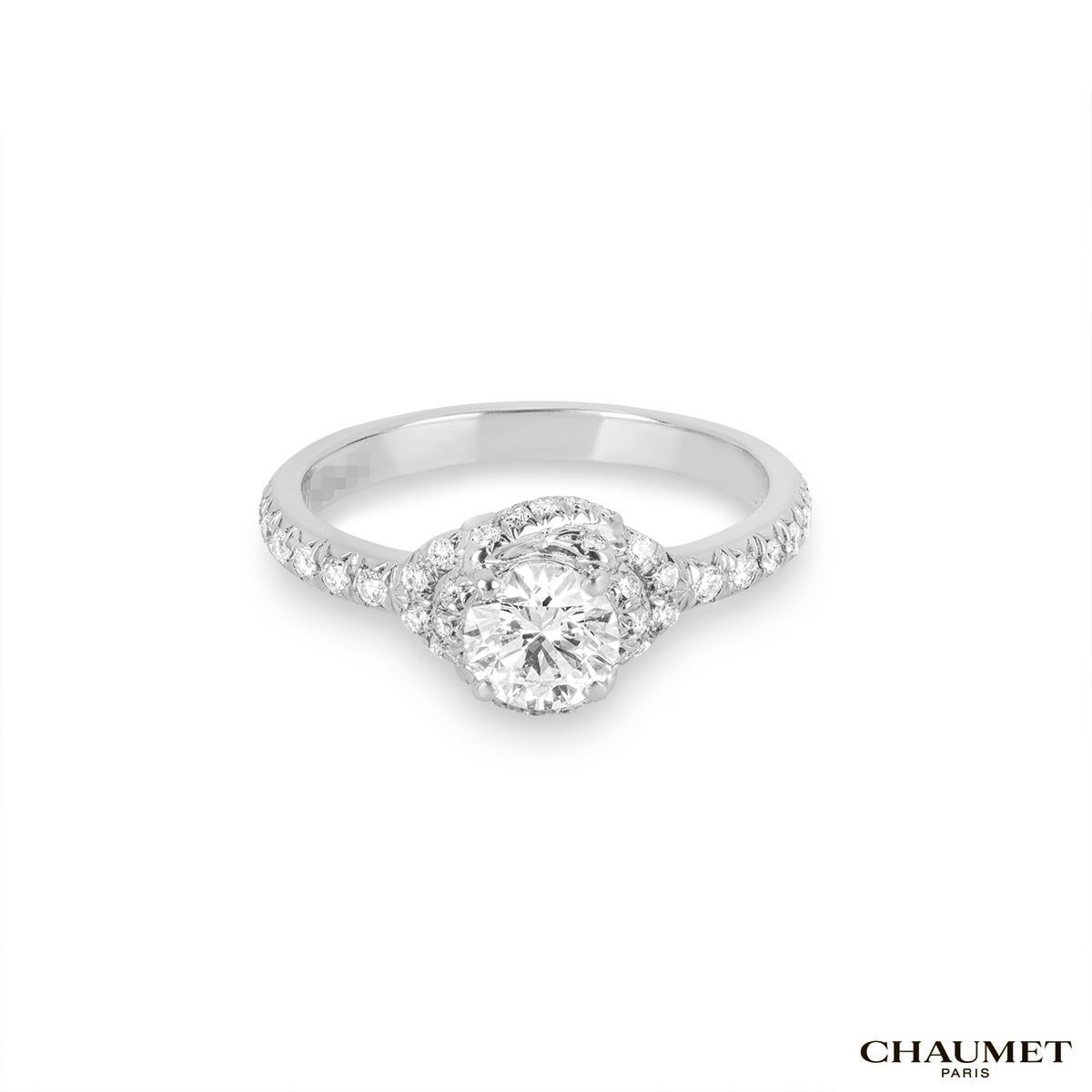 Round Cut Chaumet Platinum Liens D'amour Diamond Ring 0.51ct G/VVS2 