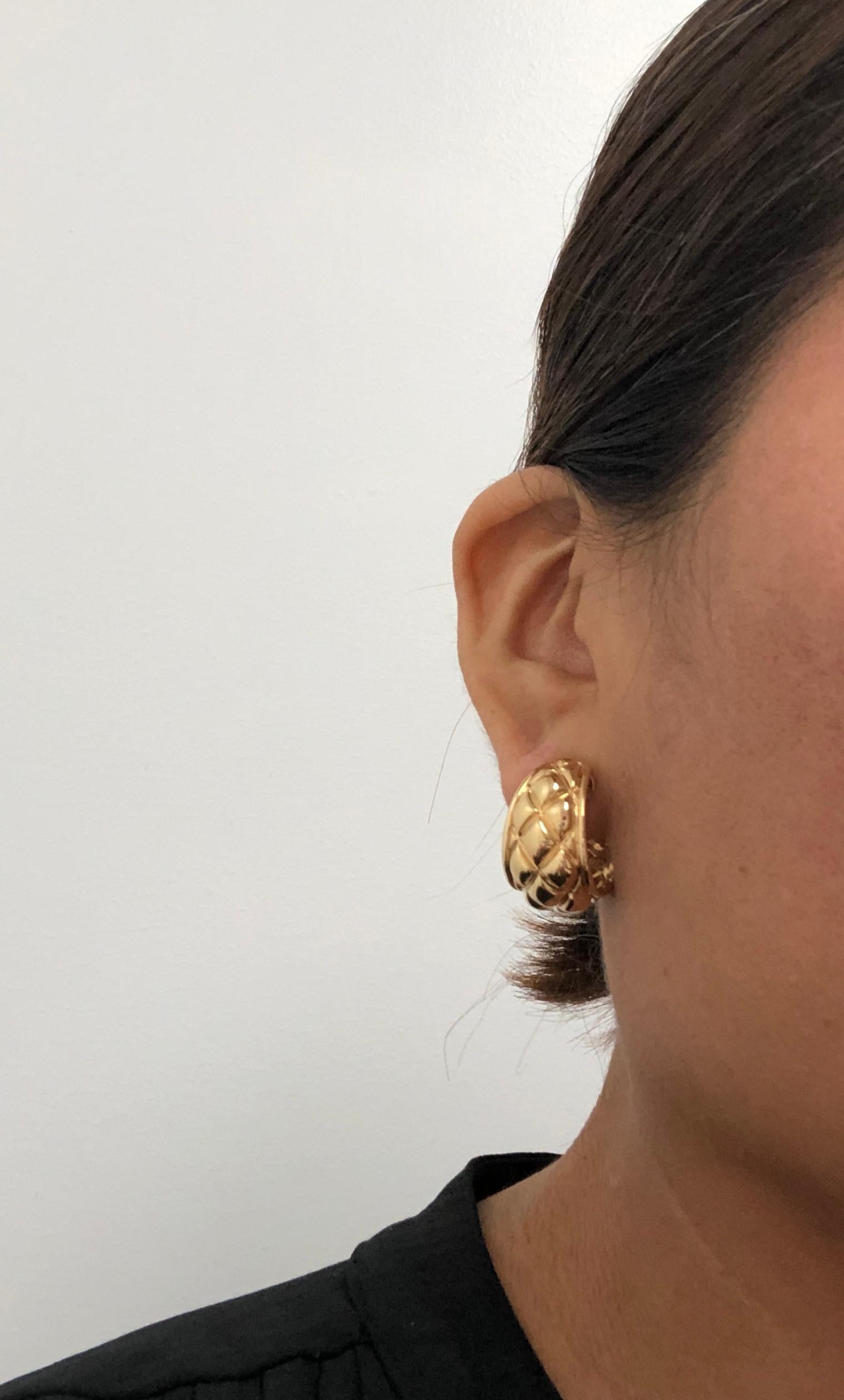 Chaumet Quilted Half-Hoop Earrings Omega Backs and Post 18K Yellow Gold 3