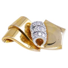 Chaumet Retro Brooch 18k Gold Diamond Pin Estate Jewelry