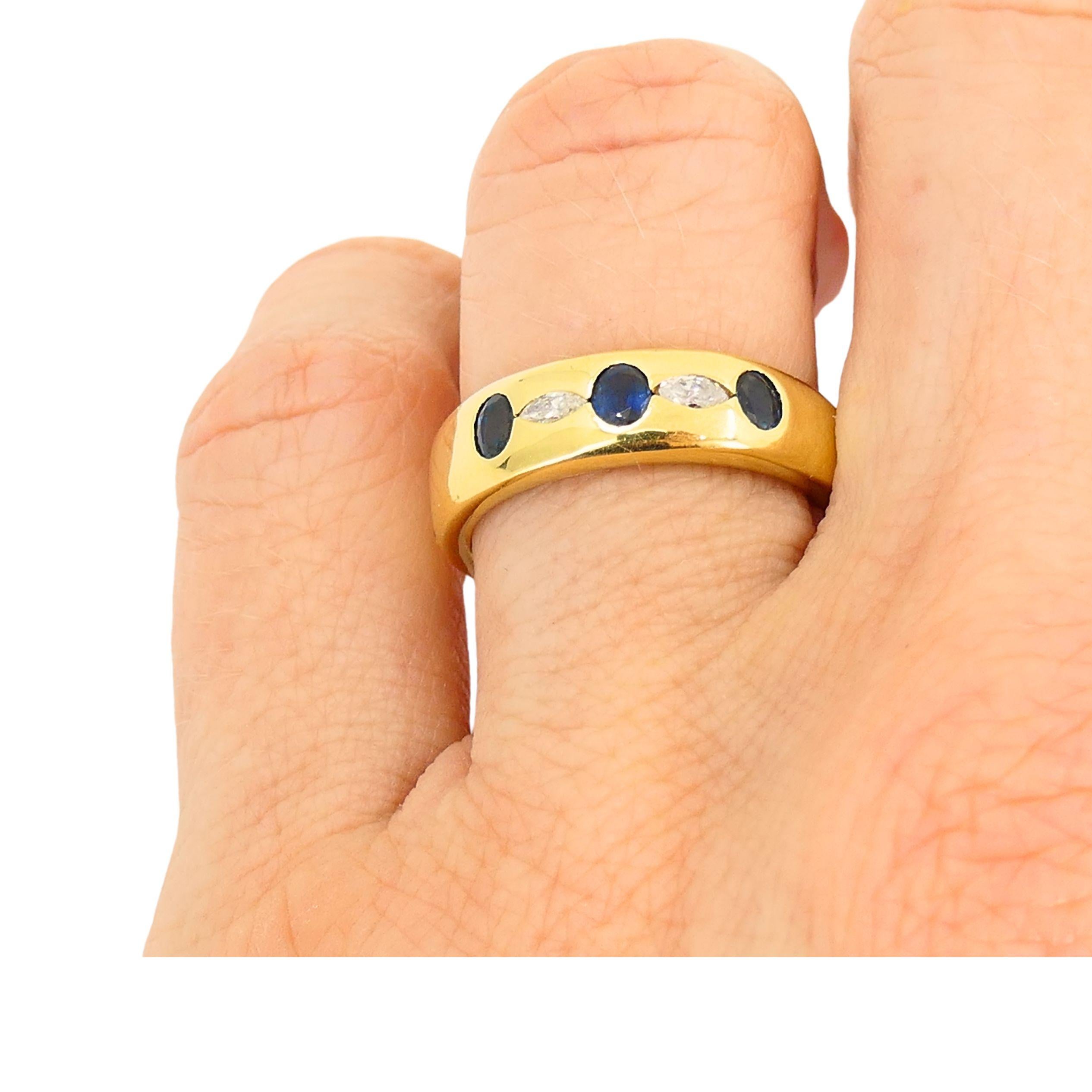 Chaumet Ring Gold Band Sapphire Diamond For Sale 1