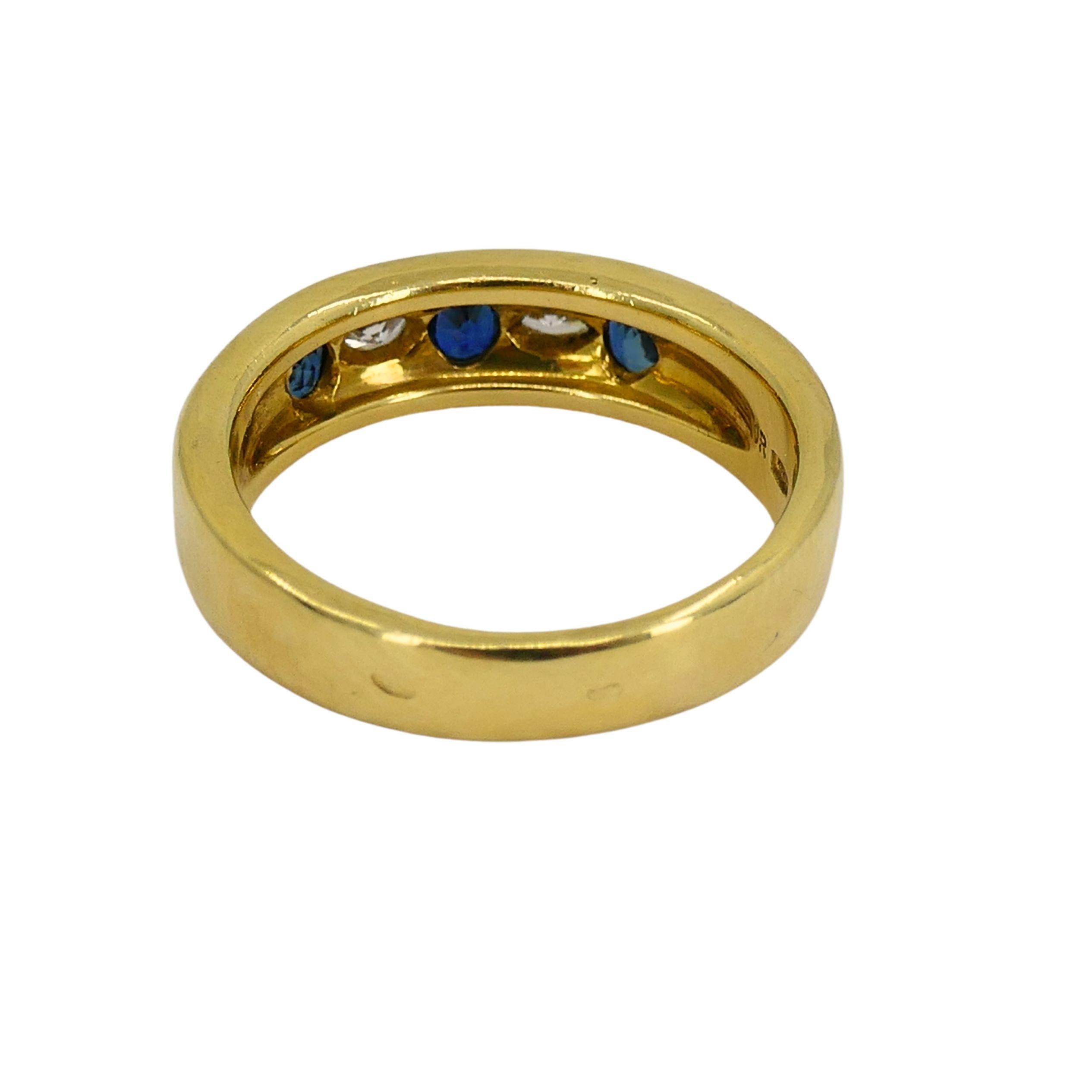 Chaumet Ring Gold Band Sapphire Diamond For Sale 2