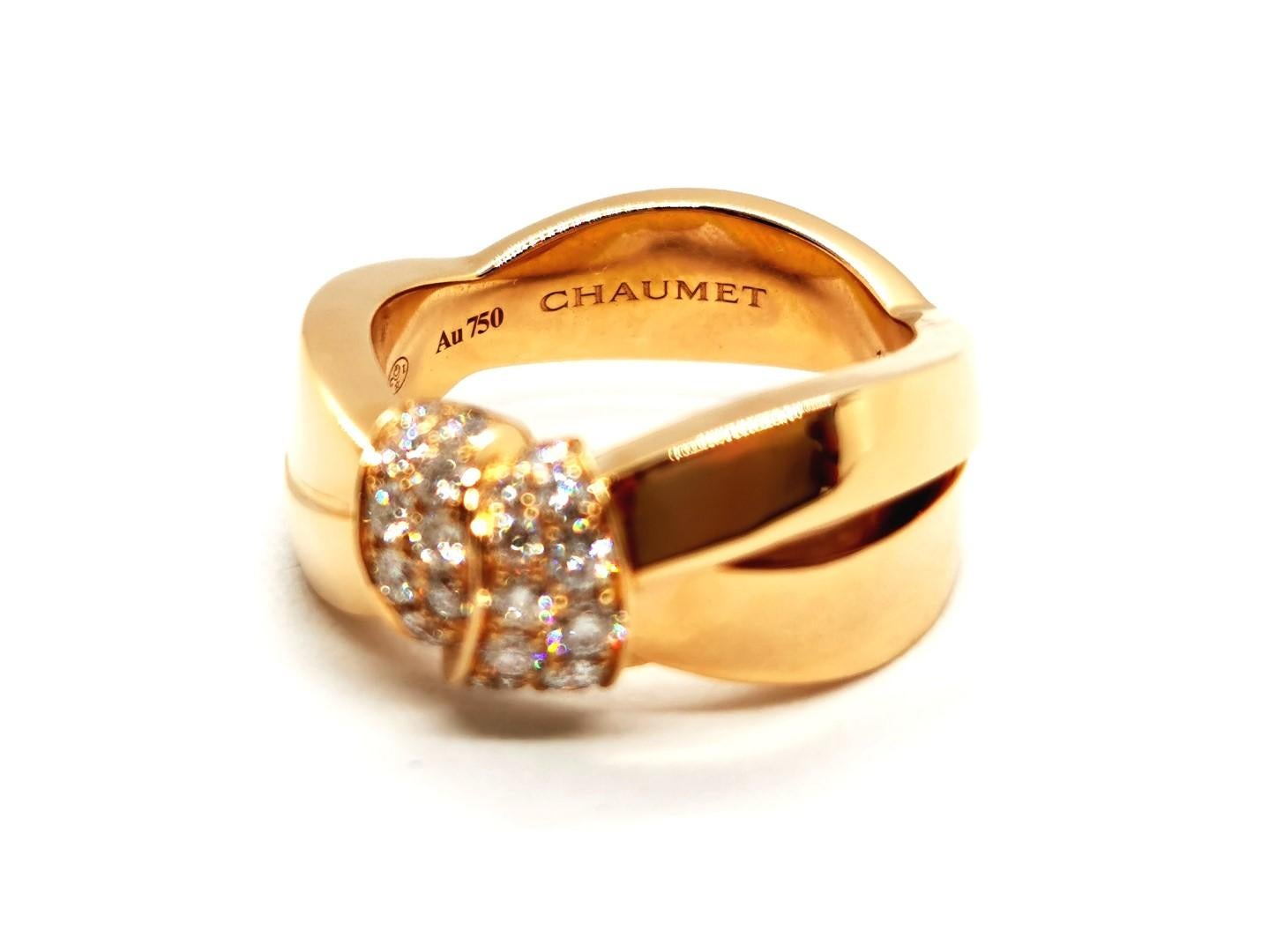 Taille brillant Chaumet Bague Liens en or rose et diamants en vente