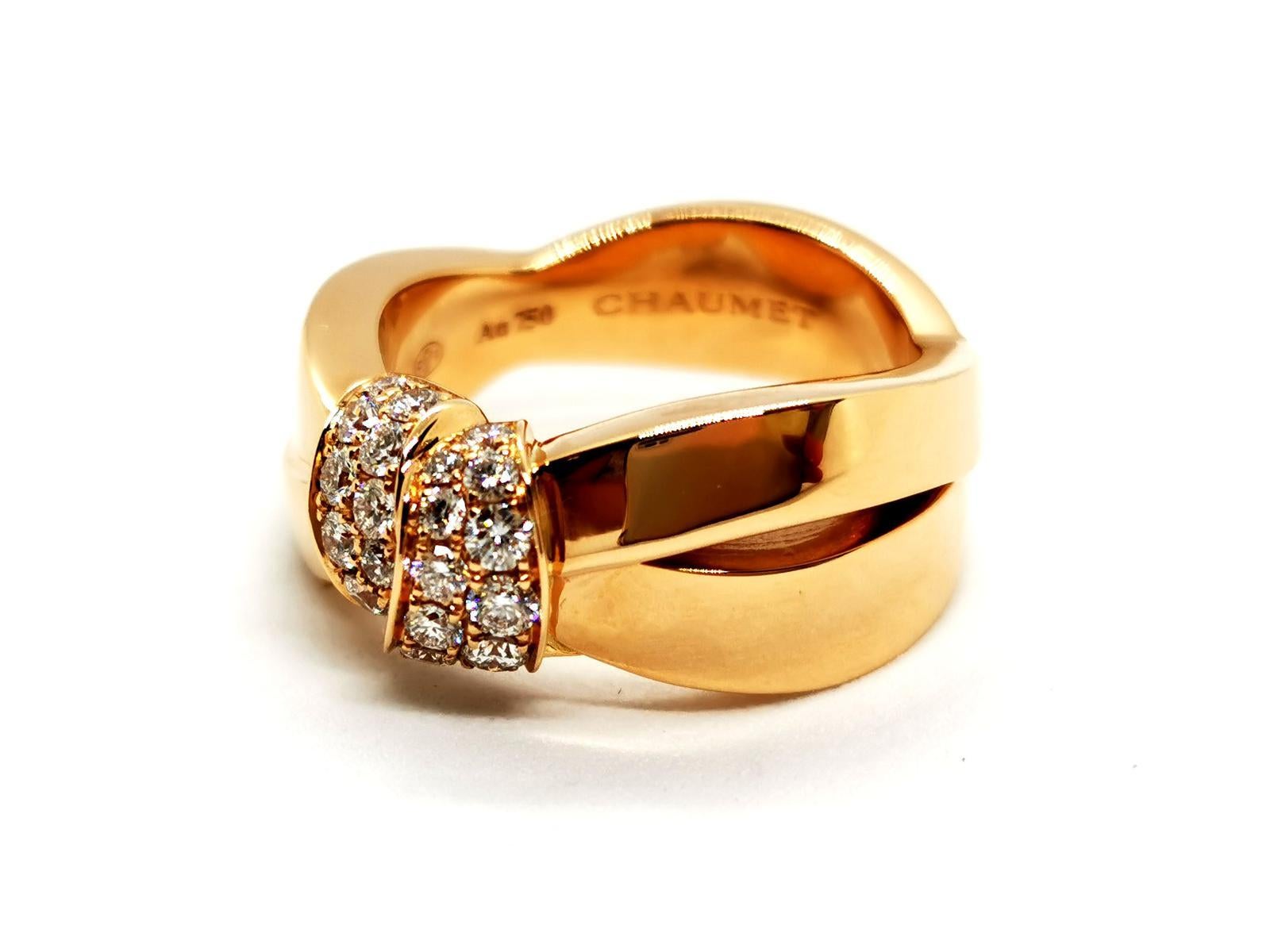 Chaumet Bague Liens en or rose et diamants Excellent état - En vente à PARIS, FR