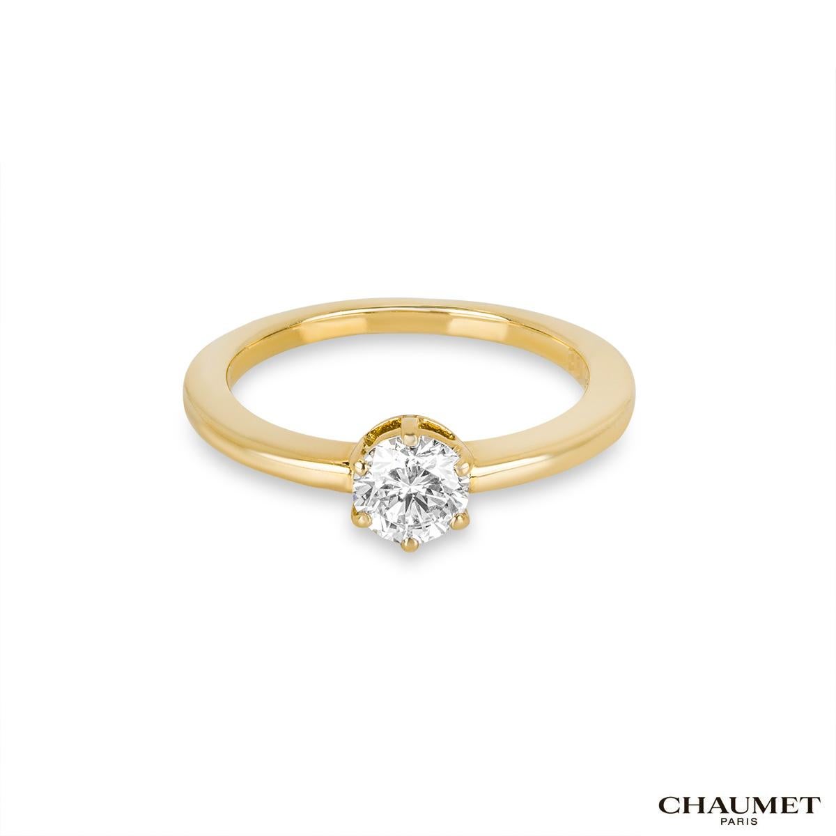 Taille ronde Chaumet Bague de fiançailles diamant taille brillant rond .44ct G/VS en vente