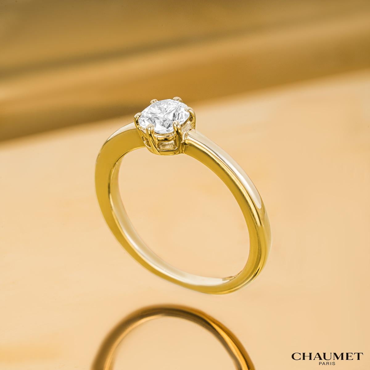 Round Cut Chaumet Round Brilliant Cut Diamond Engagement Ring .44ct G/VS For Sale
