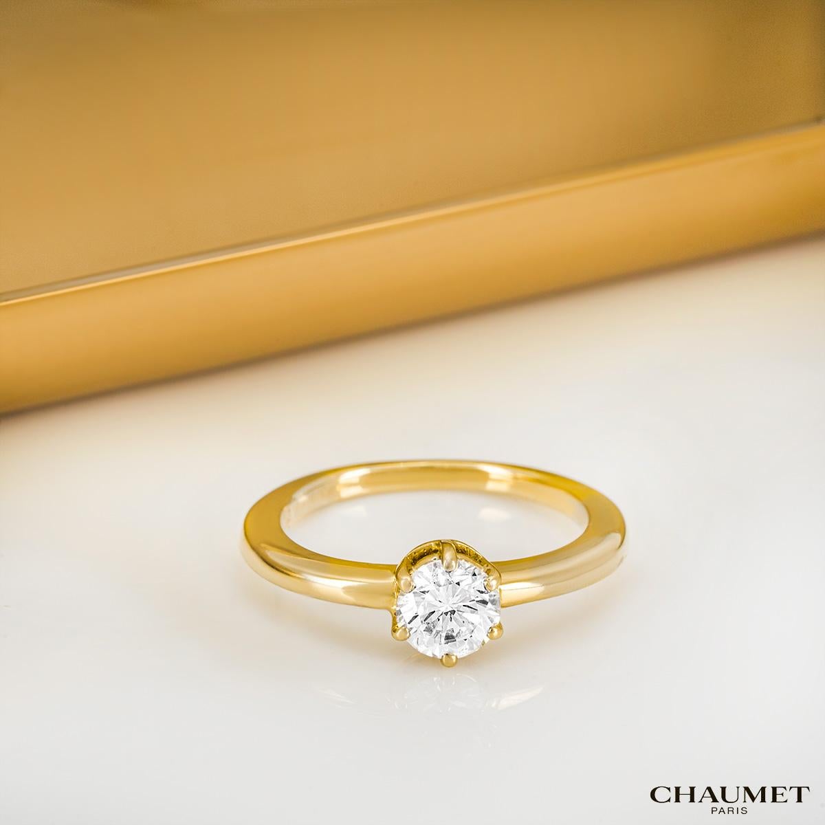 Chaumet Bague de fiançailles diamant taille brillant rond .44ct G/VS en vente 2